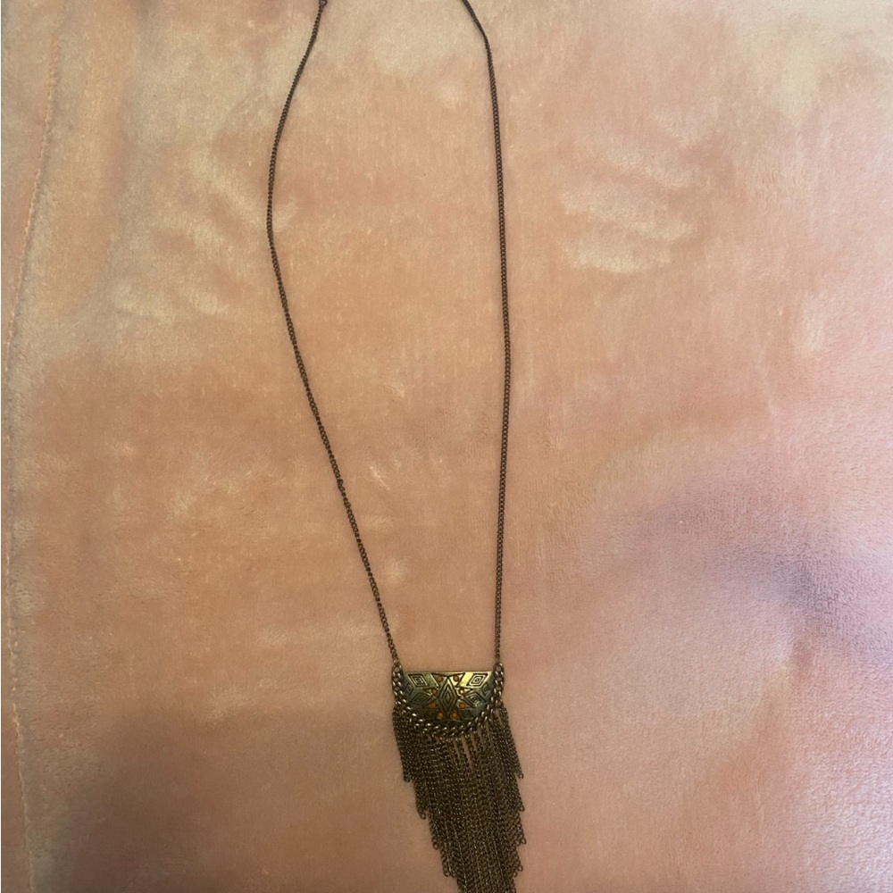 Apricot Lane Gold Necklace with Fringe Design